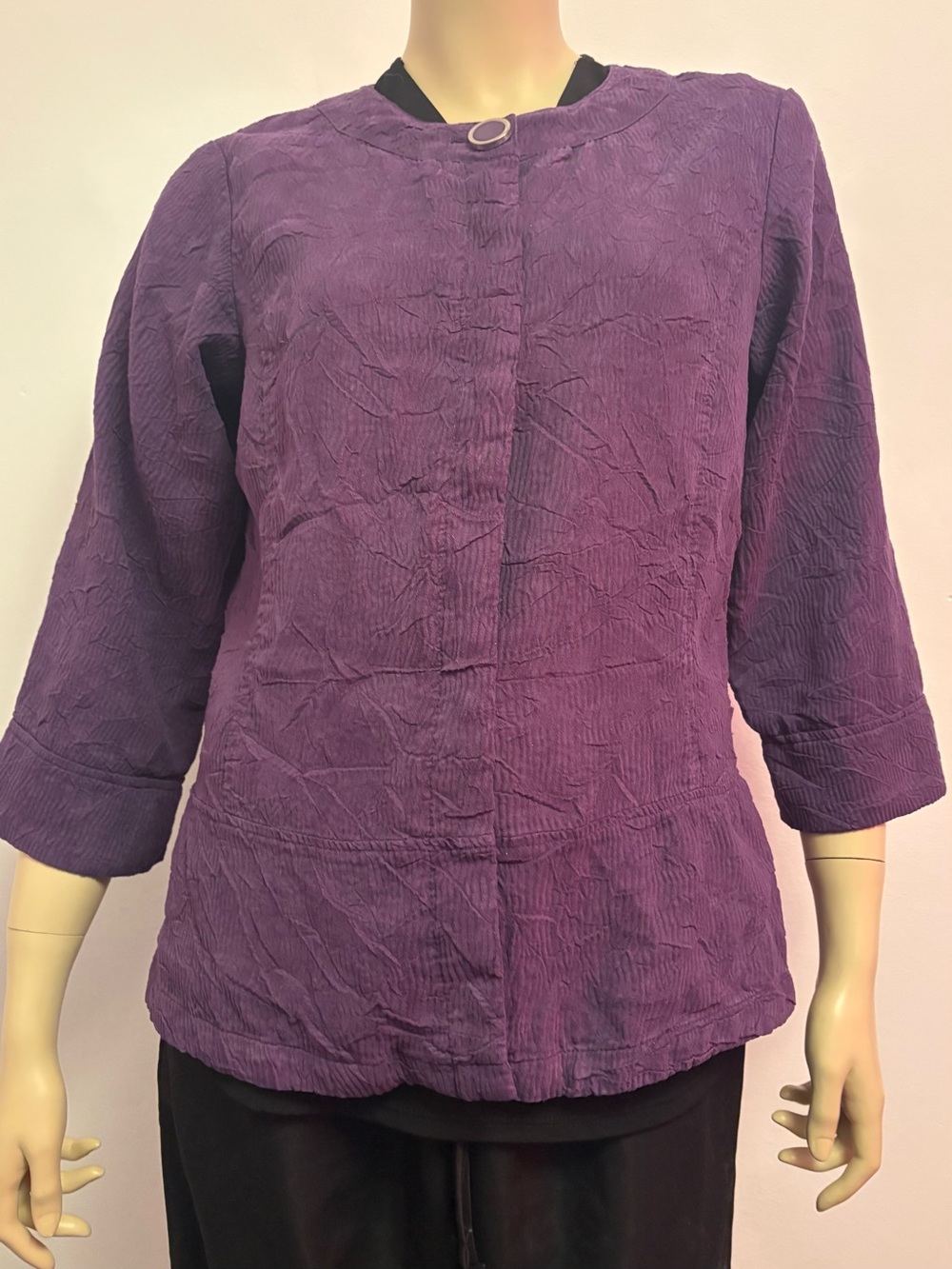 Coldwater Creek Purple Crinkle Textured Collarless Jacket, women’s Sz 8. - Picture 2 of 16